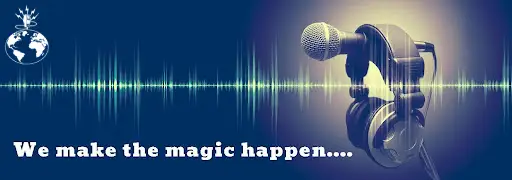 A microphone with sound waves coming out of it.